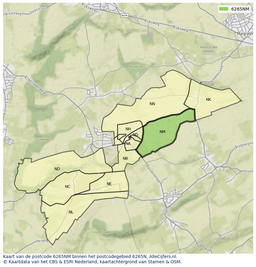Afbeelding van het postcodegebied 6265 NM op de kaart.