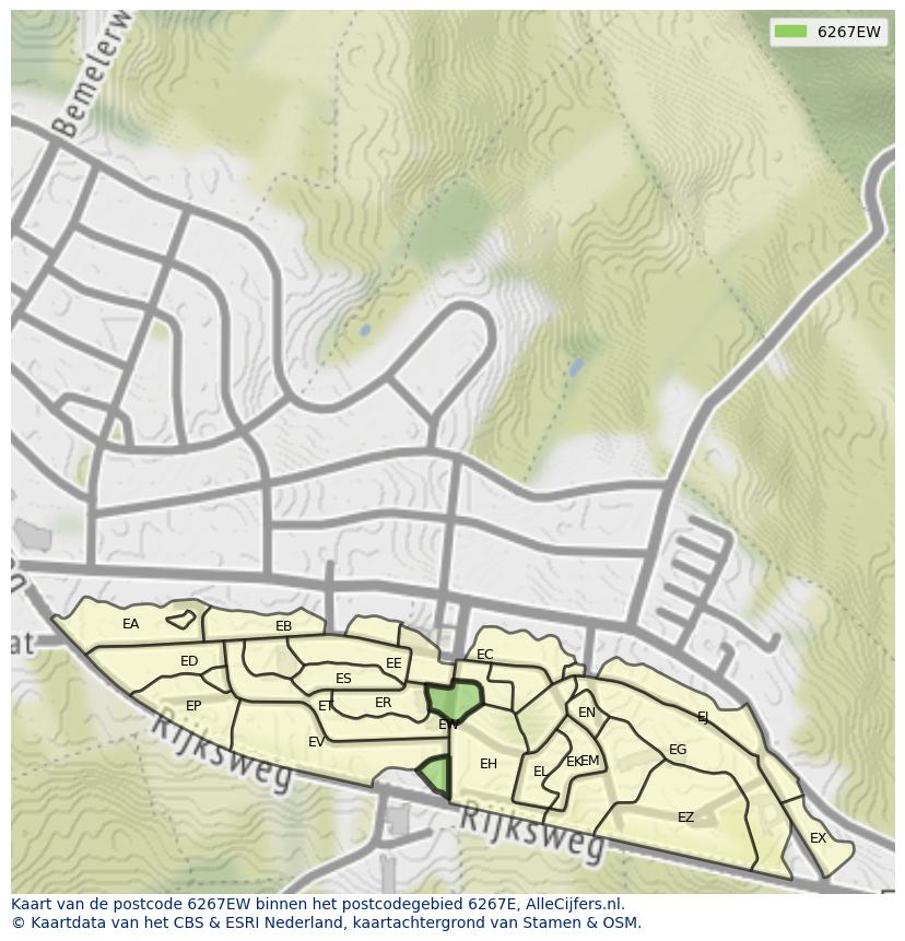 Afbeelding van het postcodegebied 6267 EW op de kaart.