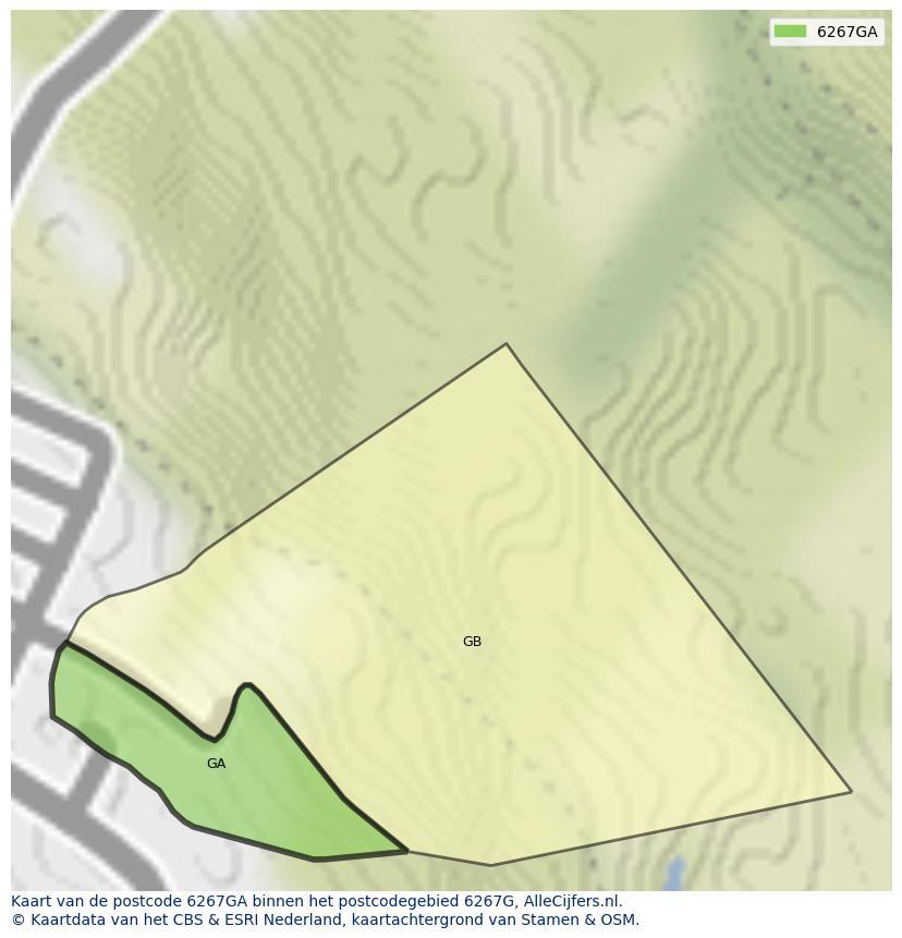 Afbeelding van het postcodegebied 6267 GA op de kaart.