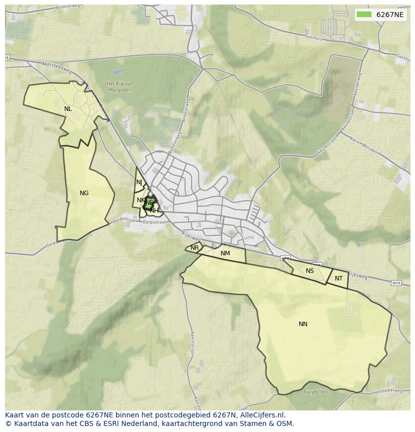 Afbeelding van het postcodegebied 6267 NE op de kaart.