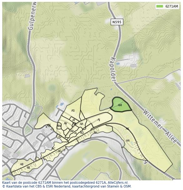 Afbeelding van het postcodegebied 6271 AM op de kaart.