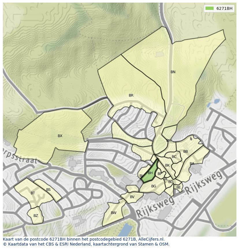 Afbeelding van het postcodegebied 6271 BH op de kaart.