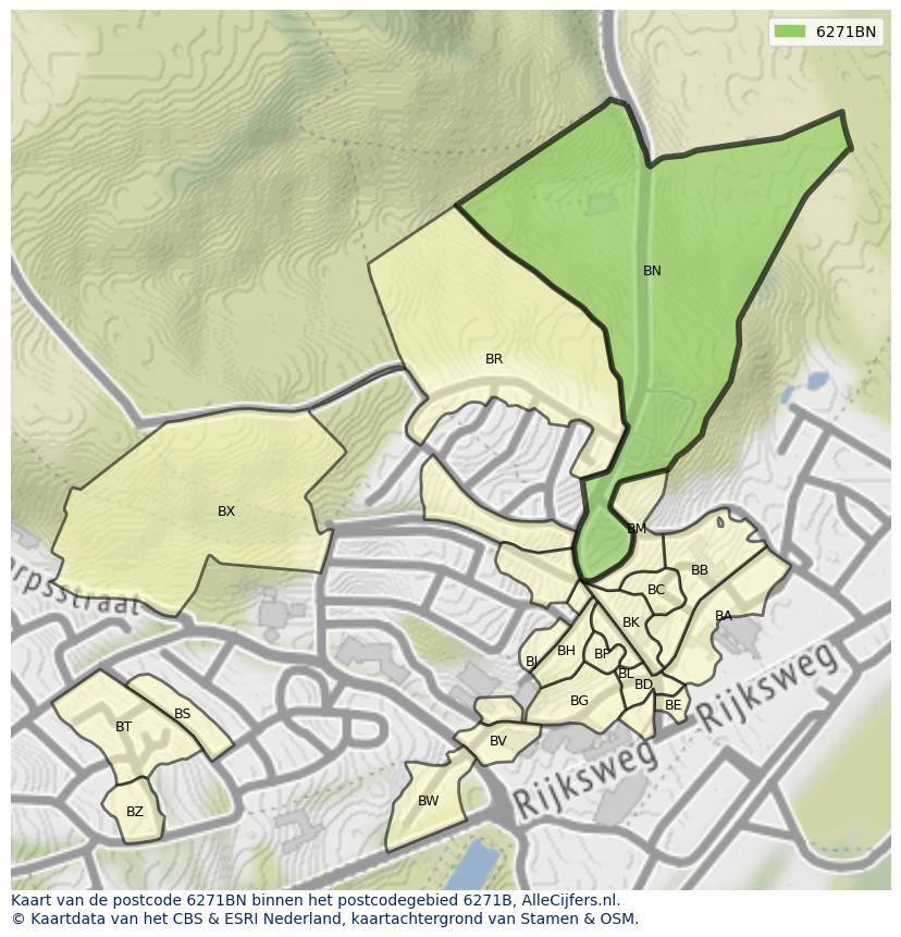 Afbeelding van het postcodegebied 6271 BN op de kaart.