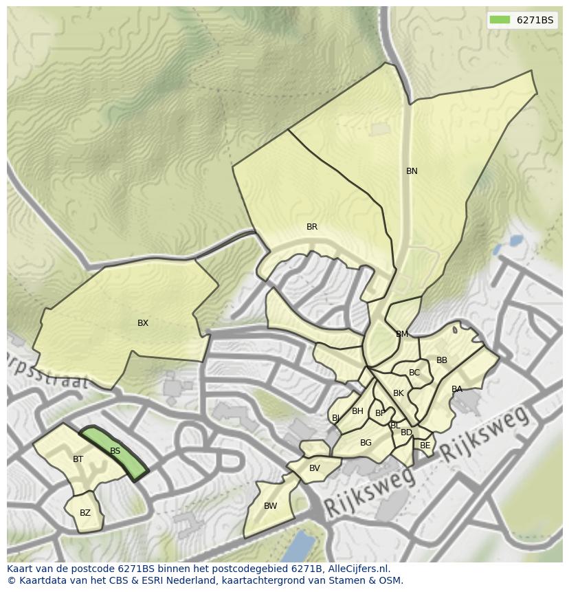 Afbeelding van het postcodegebied 6271 BS op de kaart.