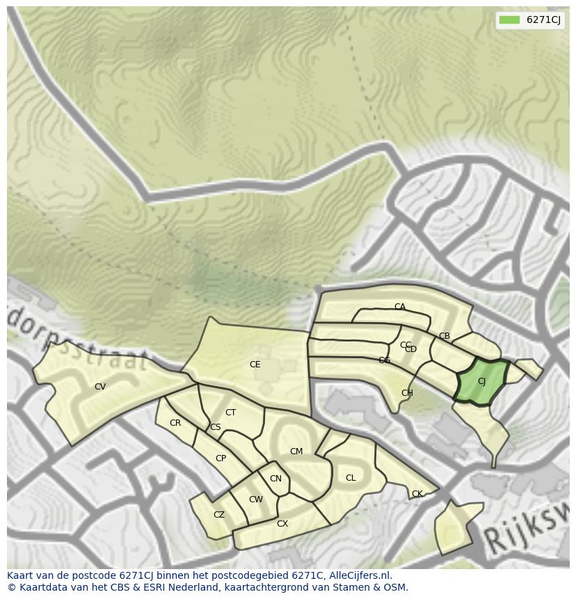 Afbeelding van het postcodegebied 6271 CJ op de kaart.