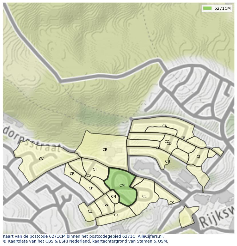Afbeelding van het postcodegebied 6271 CM op de kaart.