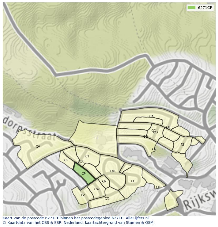 Afbeelding van het postcodegebied 6271 CP op de kaart.