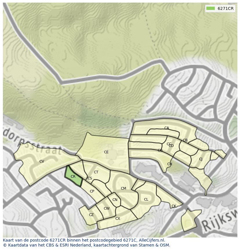 Afbeelding van het postcodegebied 6271 CR op de kaart.