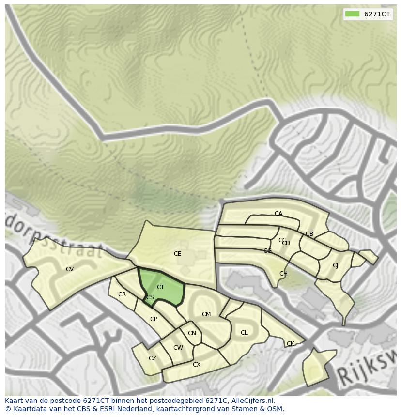 Afbeelding van het postcodegebied 6271 CT op de kaart.