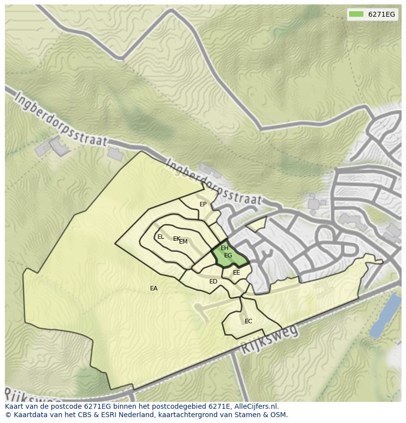 Afbeelding van het postcodegebied 6271 EG op de kaart.