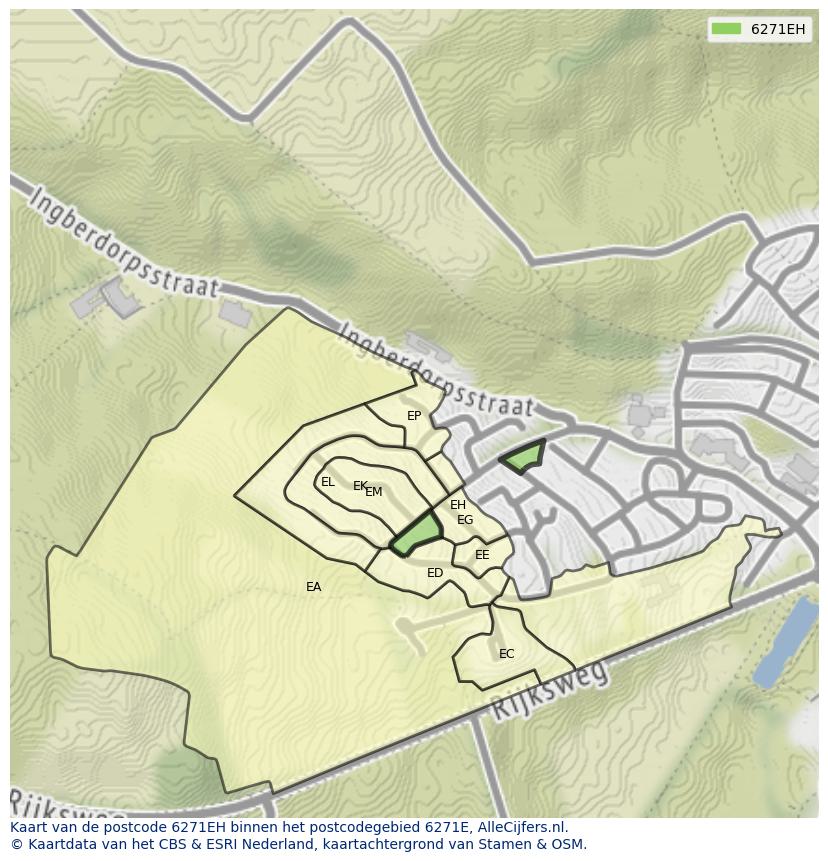 Afbeelding van het postcodegebied 6271 EH op de kaart.