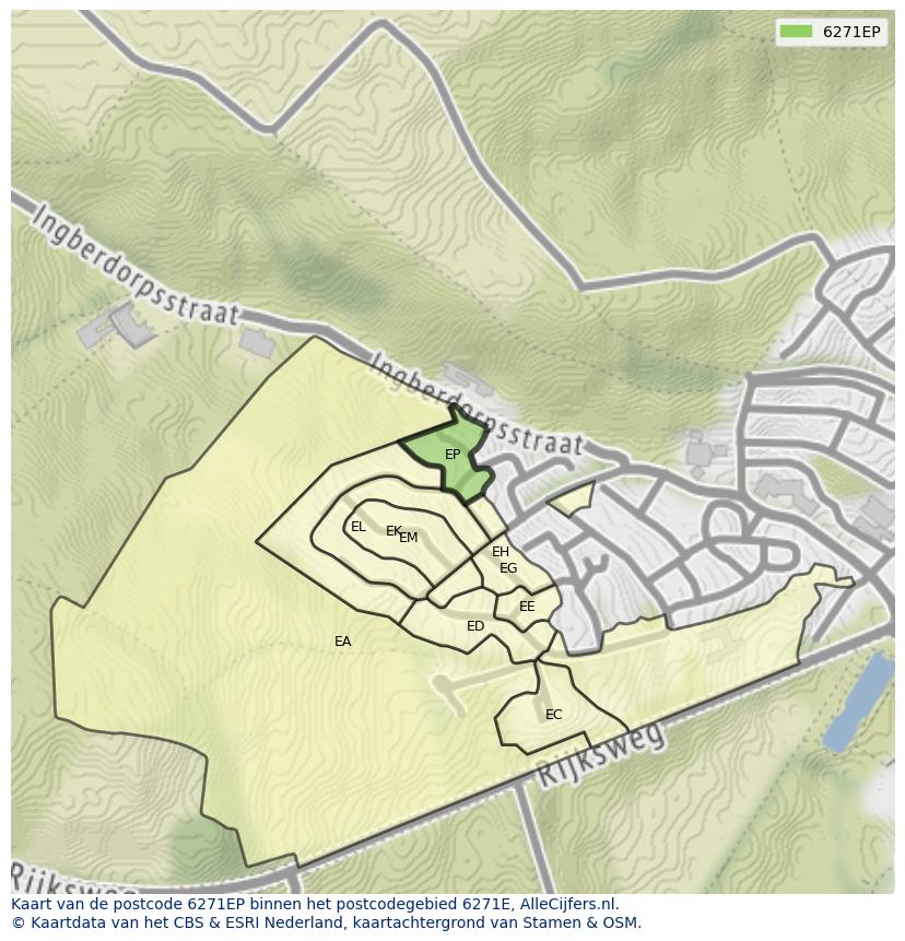 Afbeelding van het postcodegebied 6271 EP op de kaart.