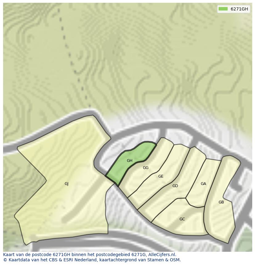 Afbeelding van het postcodegebied 6271 GH op de kaart.
