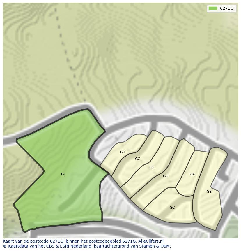 Afbeelding van het postcodegebied 6271 GJ op de kaart.