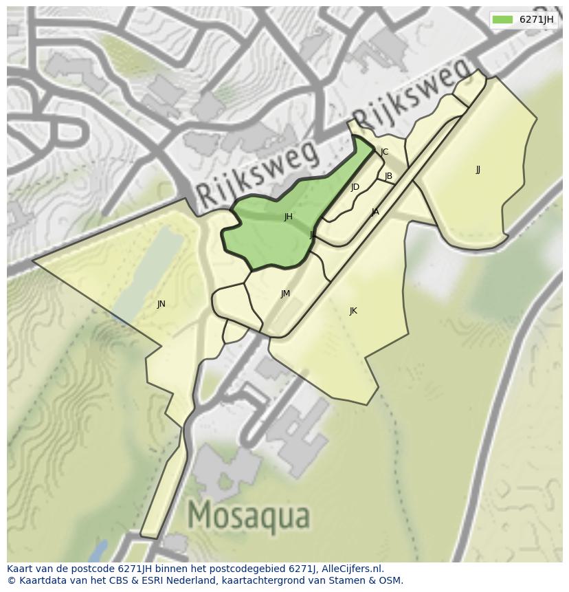 Afbeelding van het postcodegebied 6271 JH op de kaart.