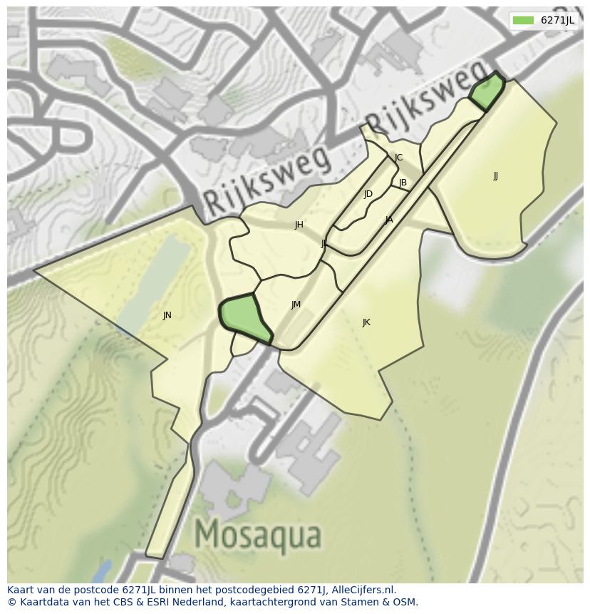 Afbeelding van het postcodegebied 6271 JL op de kaart.