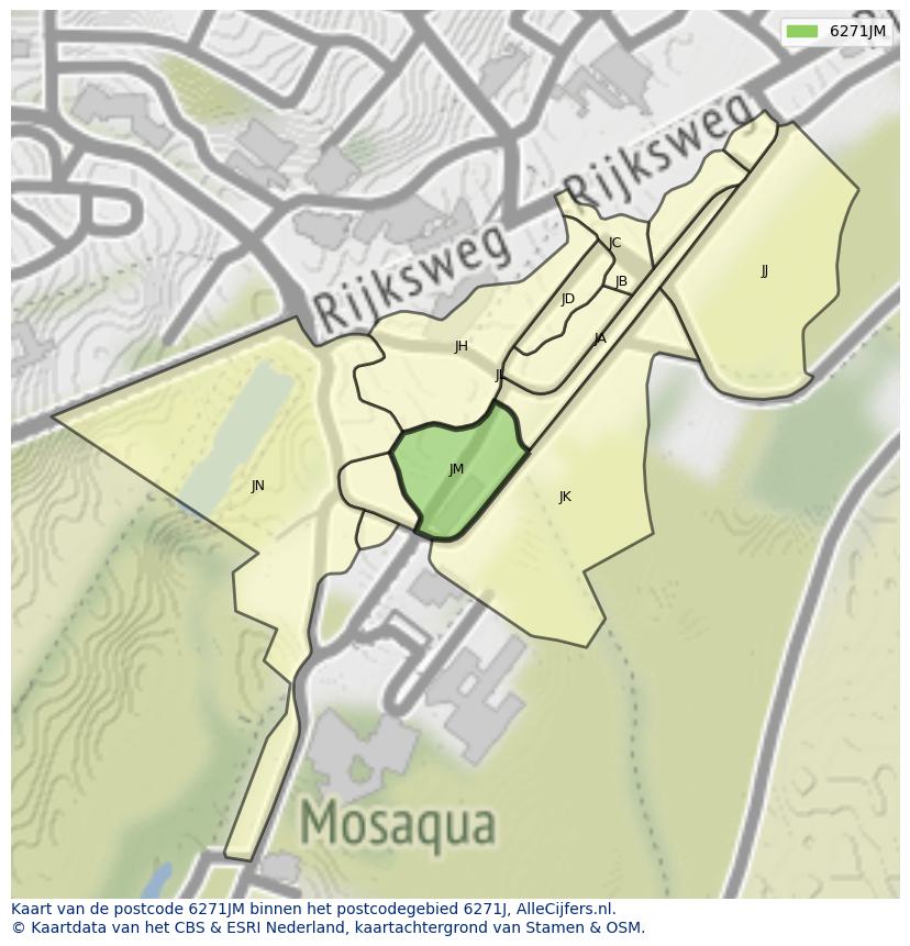 Afbeelding van het postcodegebied 6271 JM op de kaart.