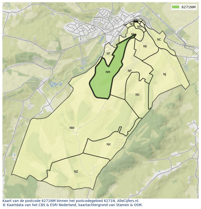 Afbeelding van het postcodegebied 6271 NM op de kaart.