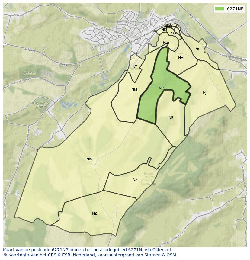 Afbeelding van het postcodegebied 6271 NP op de kaart.