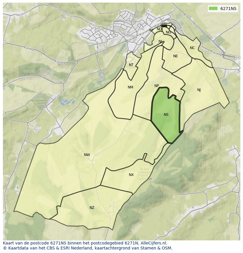 Afbeelding van het postcodegebied 6271 NS op de kaart.