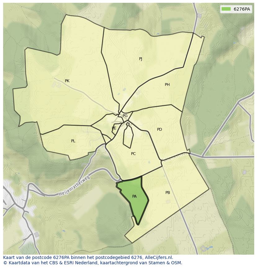 Afbeelding van het postcodegebied 6276 PA op de kaart.