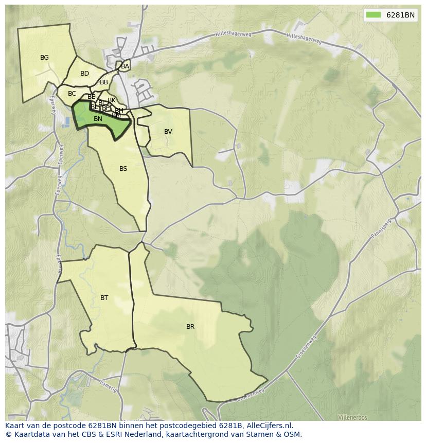Afbeelding van het postcodegebied 6281 BN op de kaart.