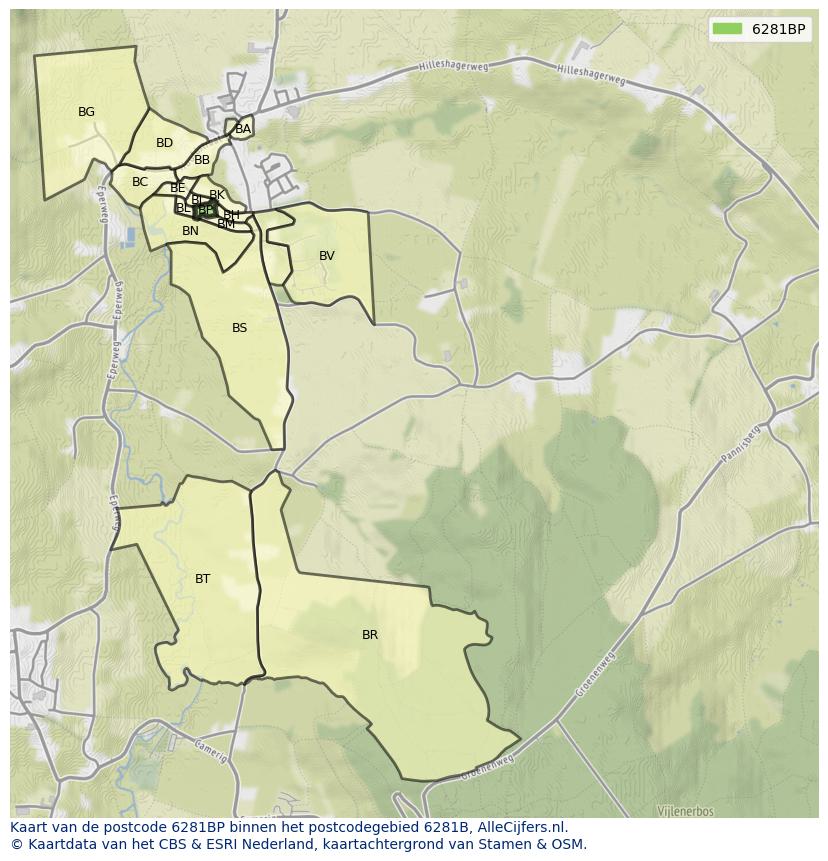 Afbeelding van het postcodegebied 6281 BP op de kaart.