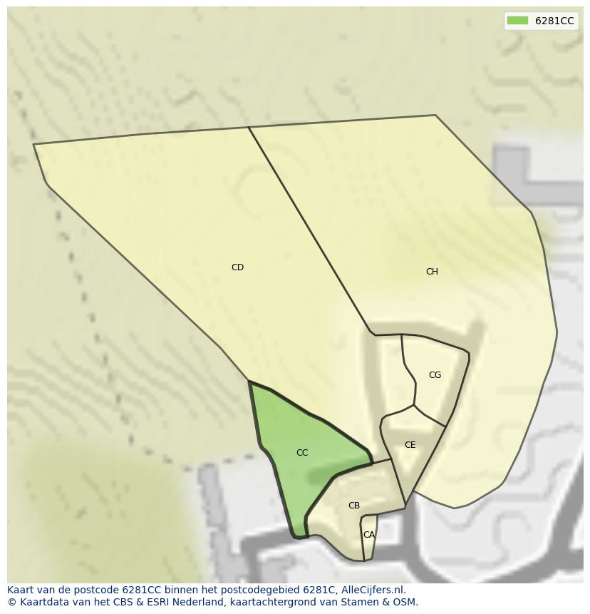 Afbeelding van het postcodegebied 6281 CC op de kaart.