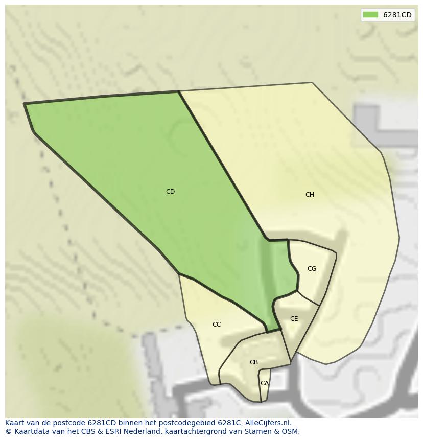 Afbeelding van het postcodegebied 6281 CD op de kaart.