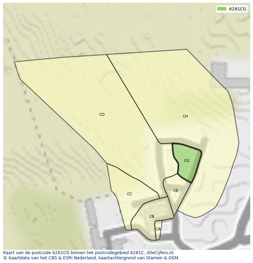 Afbeelding van het postcodegebied 6281 CG op de kaart.