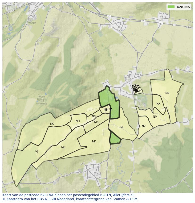 Afbeelding van het postcodegebied 6281 NA op de kaart.
