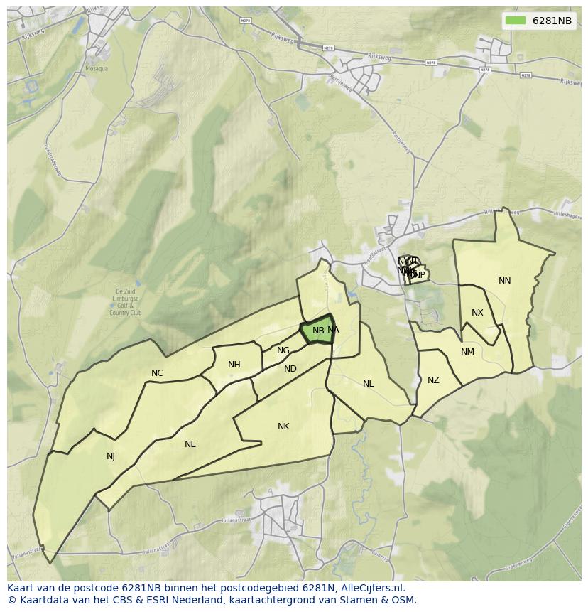 Afbeelding van het postcodegebied 6281 NB op de kaart.