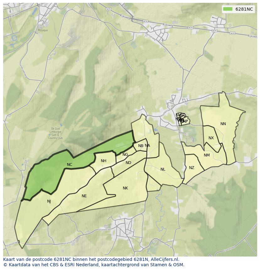 Afbeelding van het postcodegebied 6281 NC op de kaart.