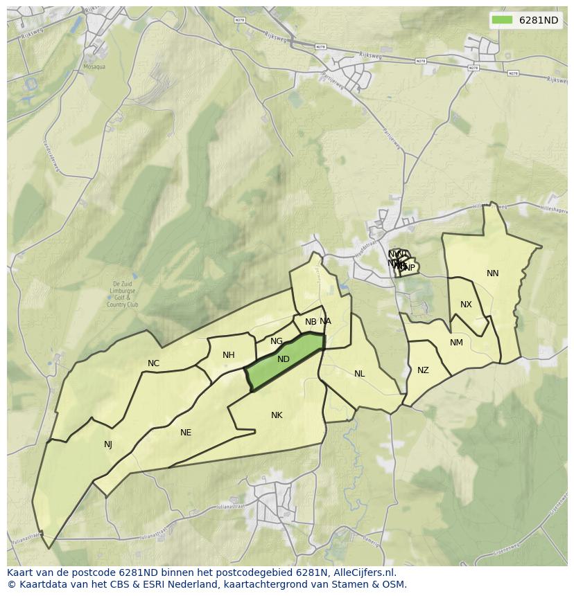 Afbeelding van het postcodegebied 6281 ND op de kaart.