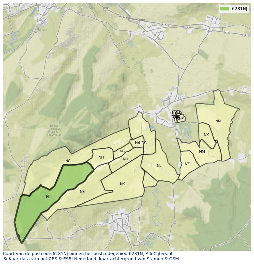 Afbeelding van het postcodegebied 6281 NJ op de kaart.