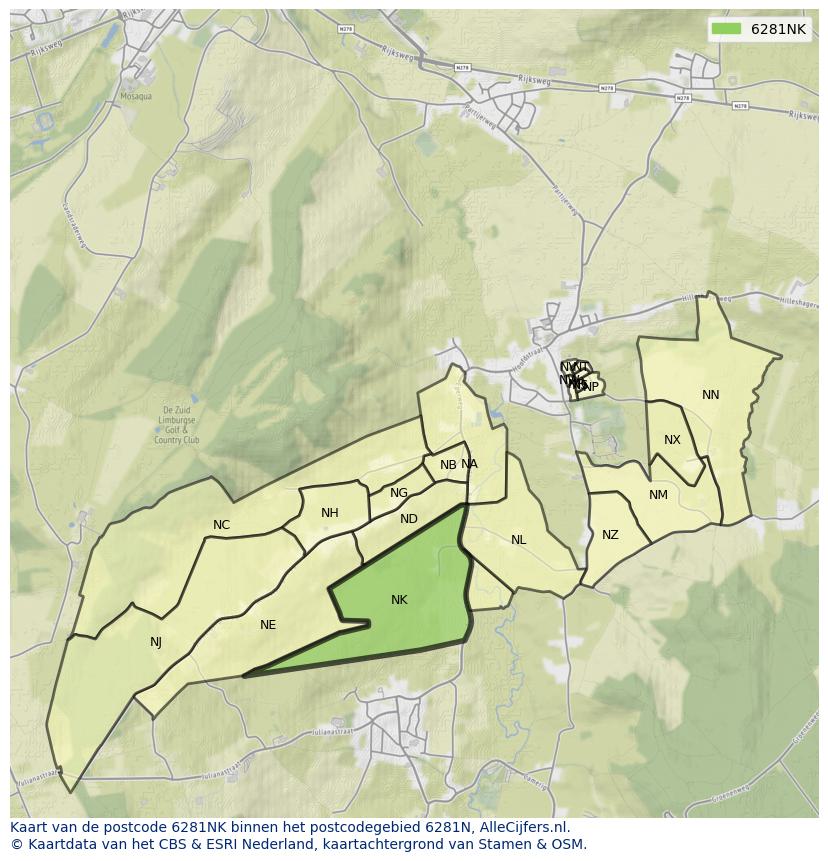 Afbeelding van het postcodegebied 6281 NK op de kaart.