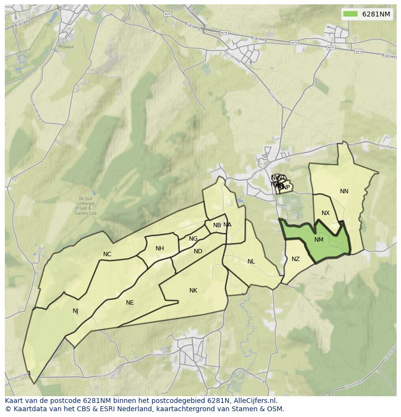 Afbeelding van het postcodegebied 6281 NM op de kaart.