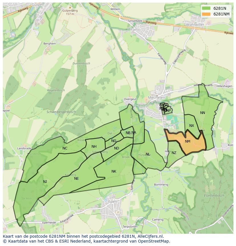 Afbeelding van het postcodegebied 6281 NM op de kaart.