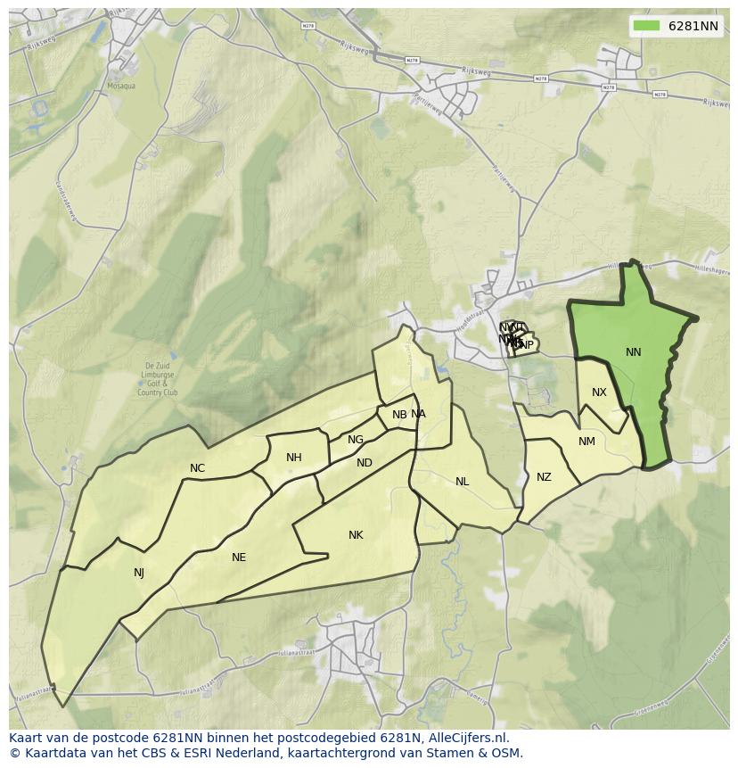 Afbeelding van het postcodegebied 6281 NN op de kaart.
