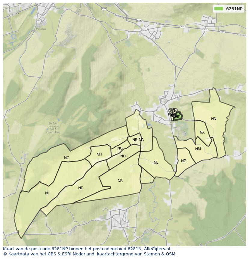 Afbeelding van het postcodegebied 6281 NP op de kaart.