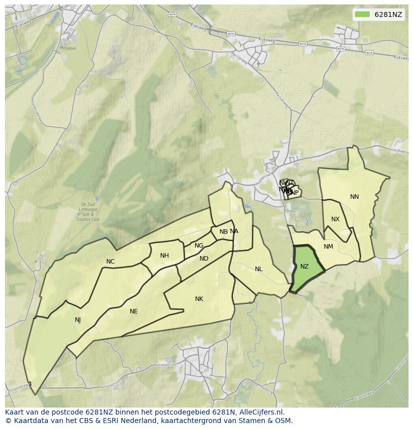 Afbeelding van het postcodegebied 6281 NZ op de kaart.