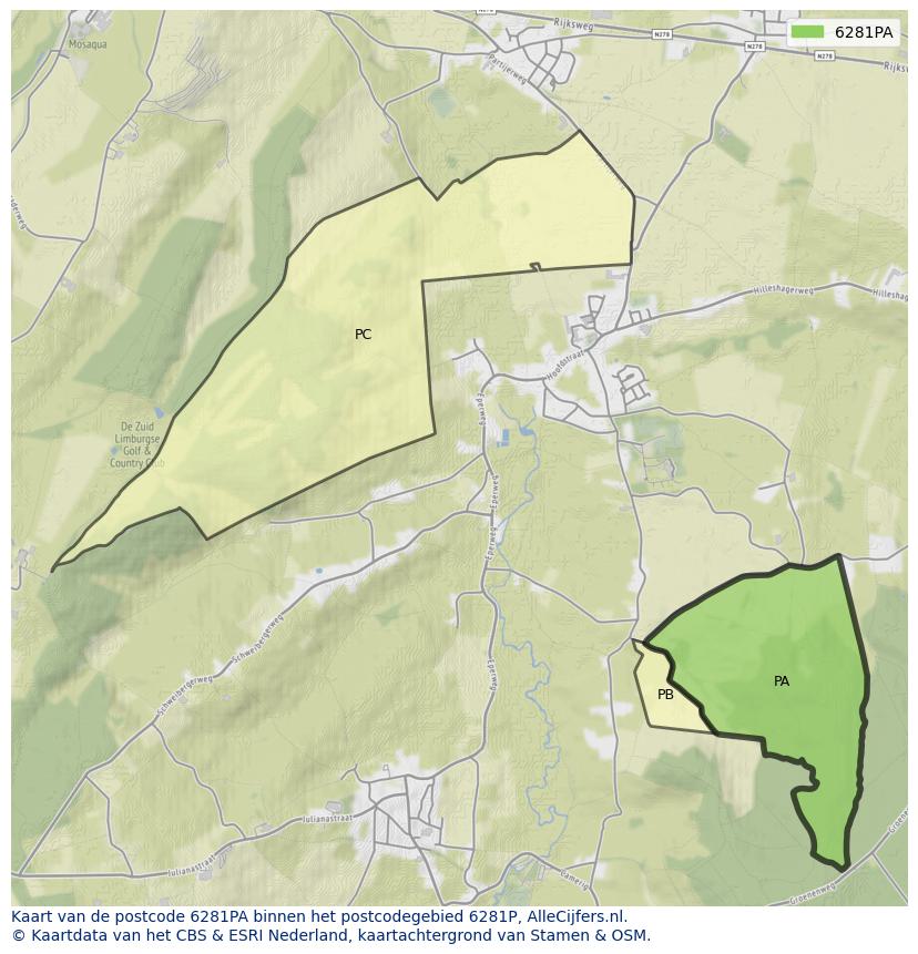 Afbeelding van het postcodegebied 6281 PA op de kaart.