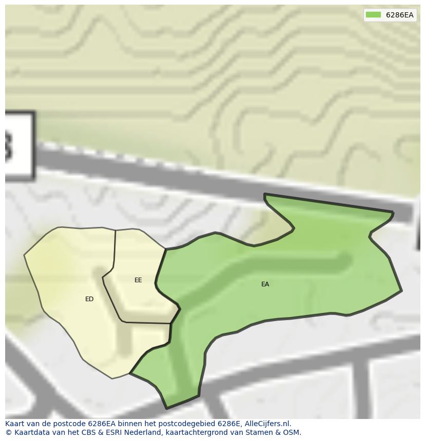 Afbeelding van het postcodegebied 6286 EA op de kaart.