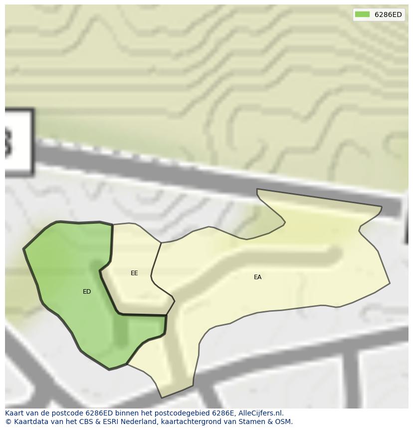 Afbeelding van het postcodegebied 6286 ED op de kaart.