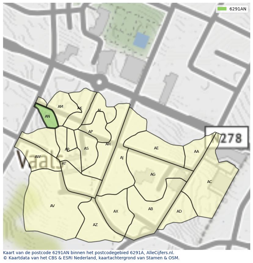 Afbeelding van het postcodegebied 6291 AN op de kaart.