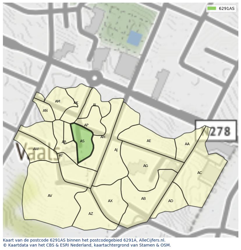 Afbeelding van het postcodegebied 6291 AS op de kaart.