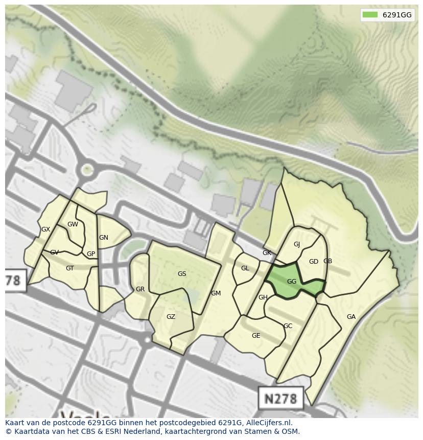Afbeelding van het postcodegebied 6291 GG op de kaart.