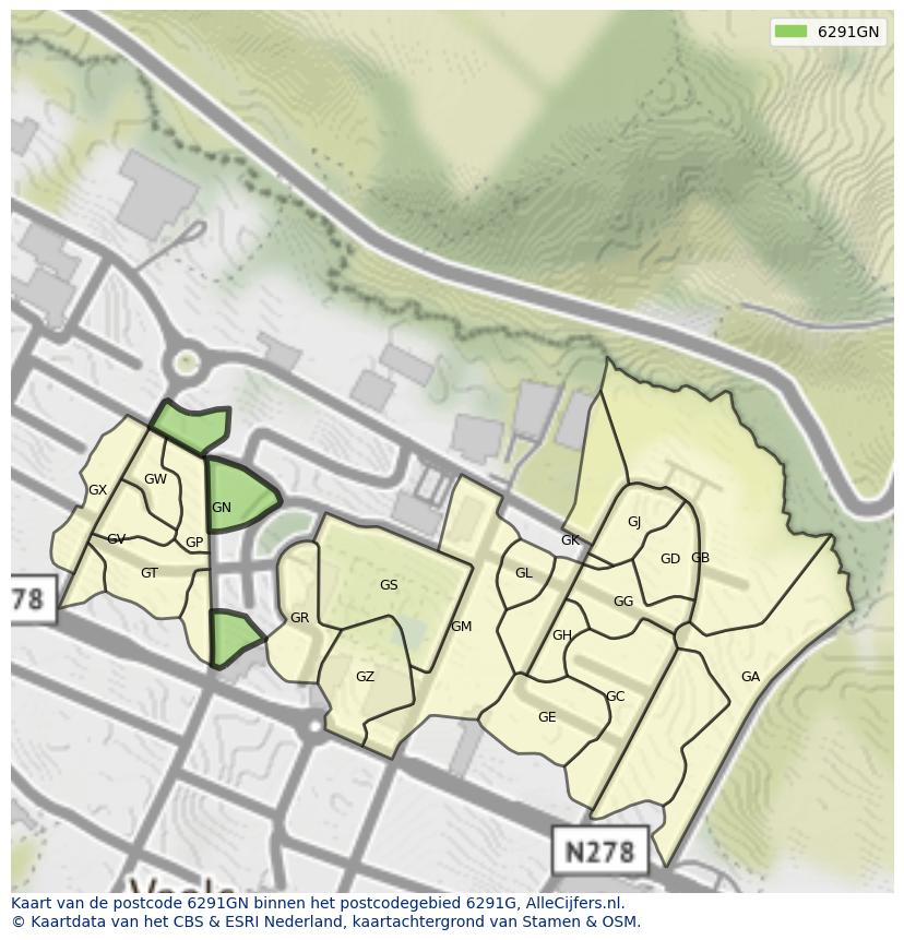 Afbeelding van het postcodegebied 6291 GN op de kaart.