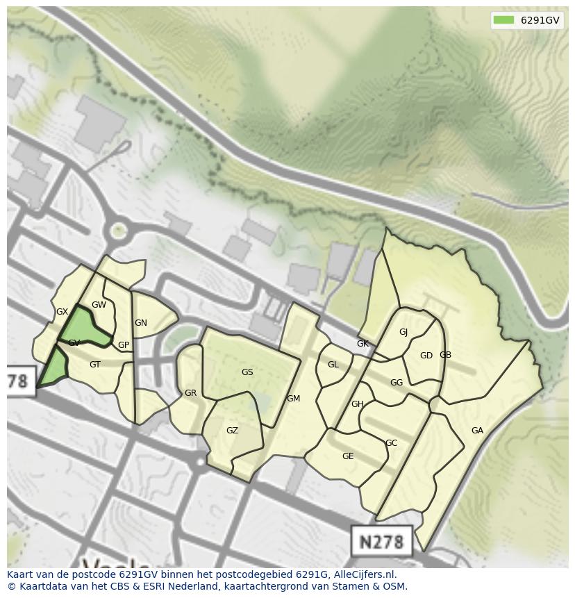 Afbeelding van het postcodegebied 6291 GV op de kaart.