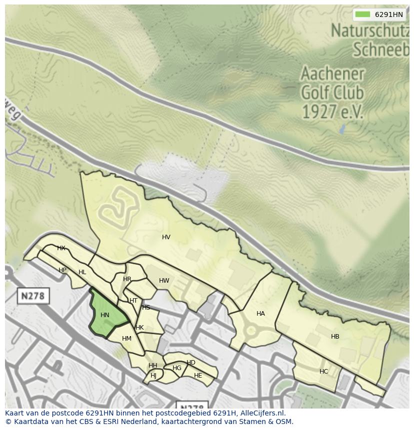 Afbeelding van het postcodegebied 6291 HN op de kaart.